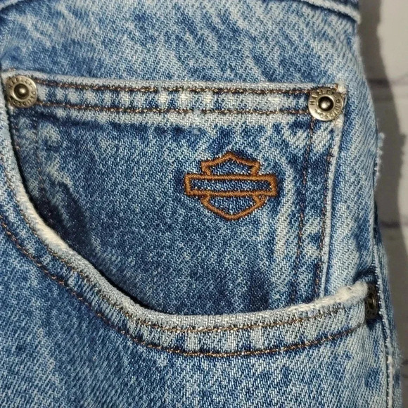 Harley Davidson Genuine Motorclothes Blue Straight Leg Jeans Mens Zip Size 36x32 - Picture 10 of 14